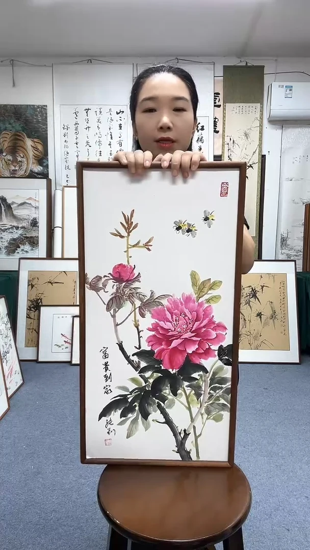 国画35*68实木画框顺丰包邮手绘