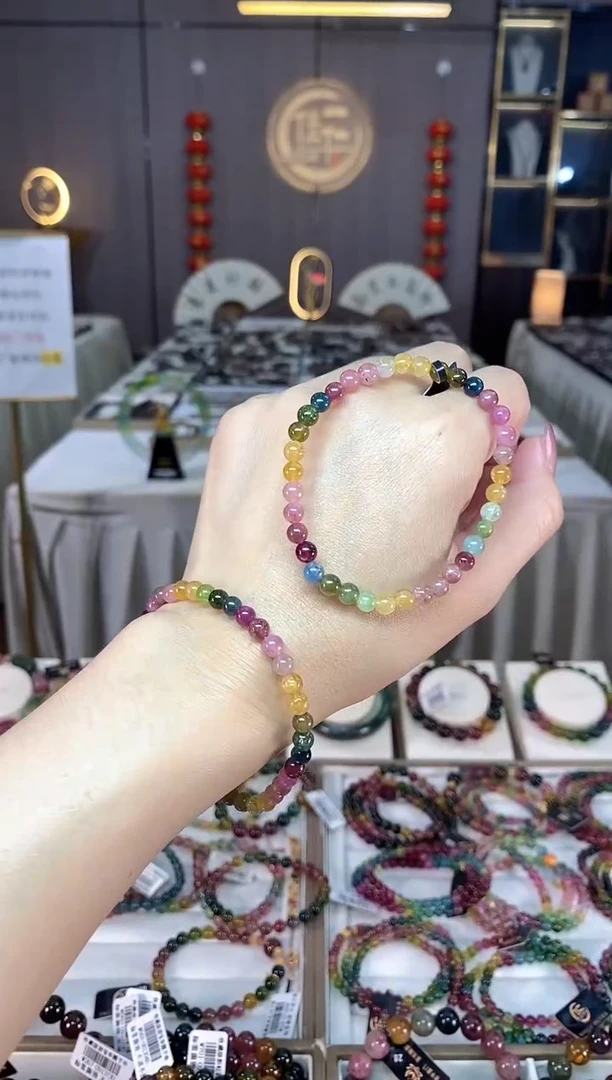 未镶嵌老矿碧玺单圈手串5mm+碧玺hon多样性发货一条