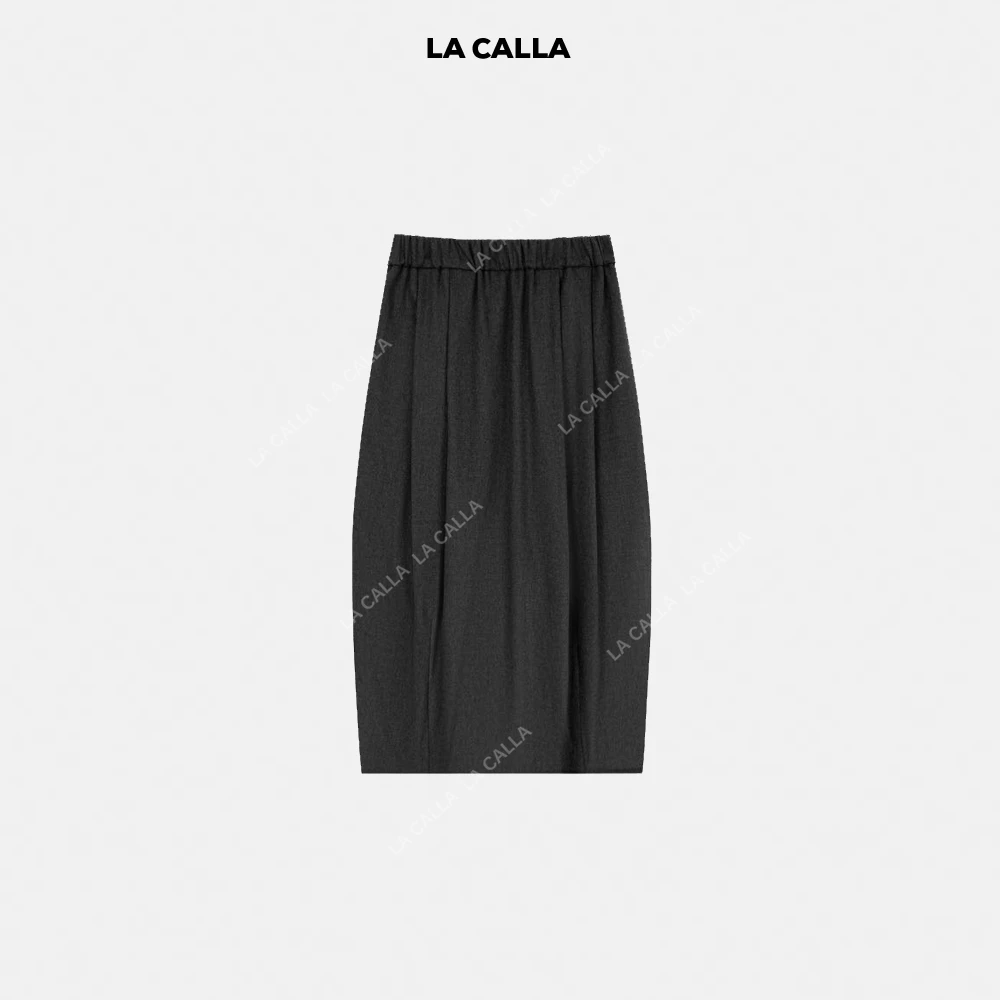 LA CALLA花苞裙黑色设计师后开衩个性设计感显瘦半裙OY1331