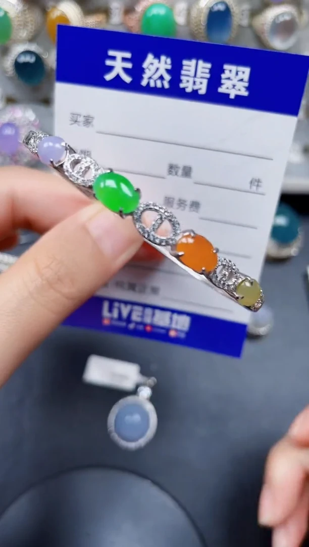 银S925镶嵌手镯翡翠99