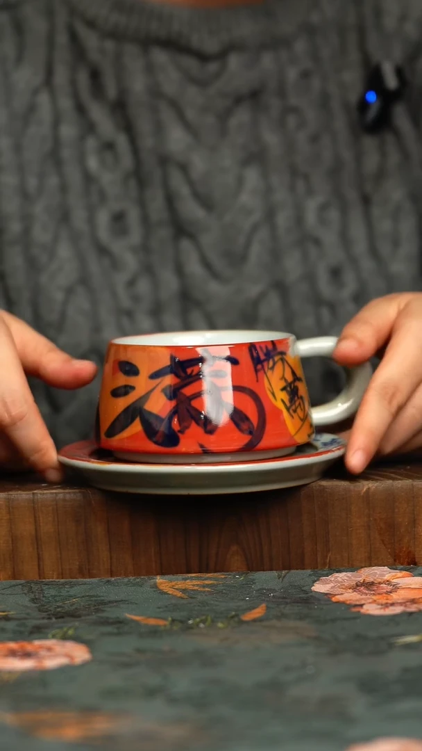 杯釉下彩手工手绘同款陶器