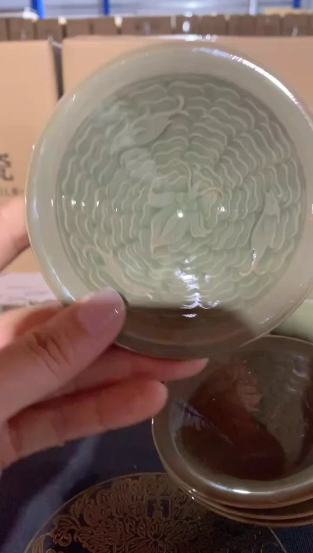 瓷片微瑕处理 摩羯鱼小斗笠 一个