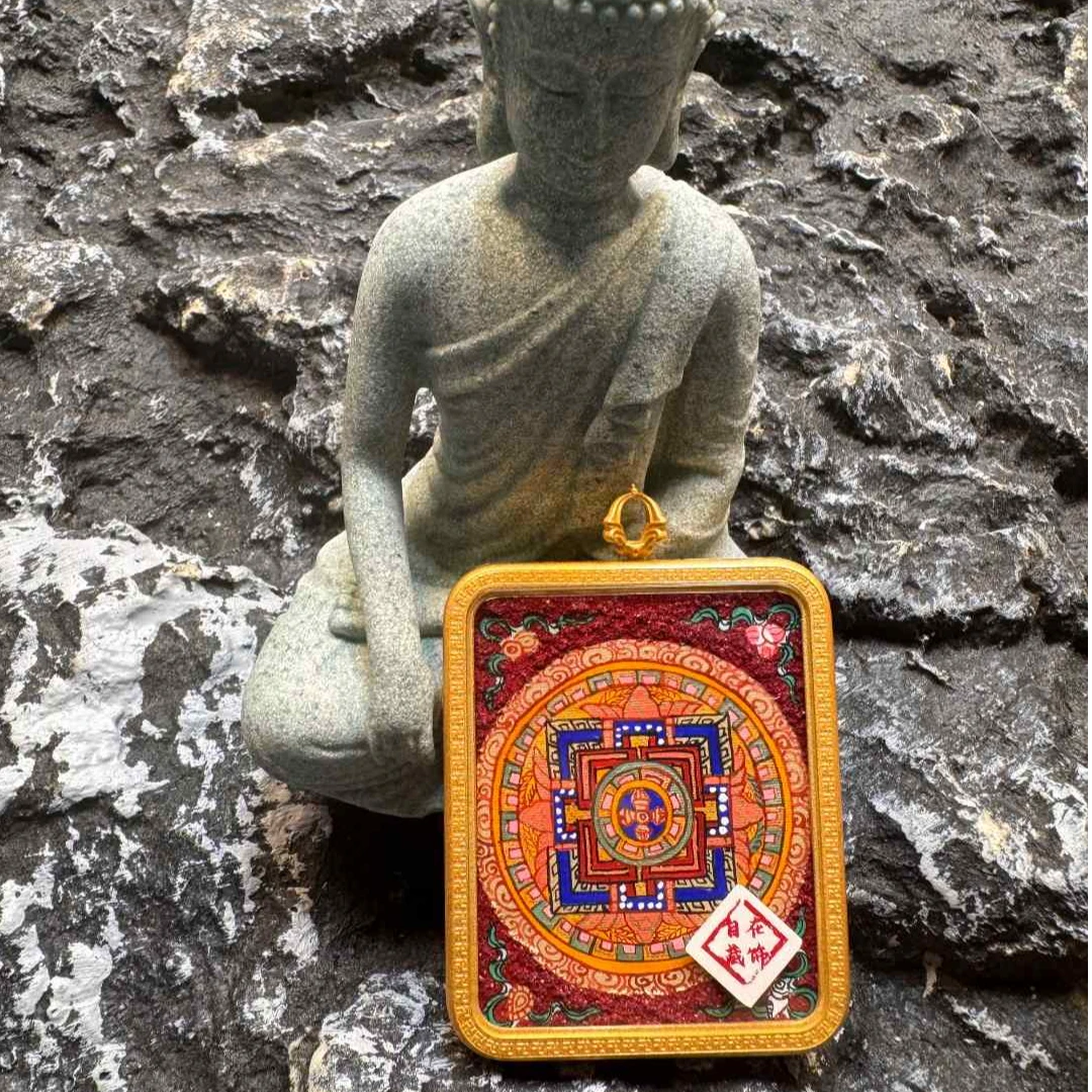 热贡手绘【坛城】【六字】唐卡吊坠