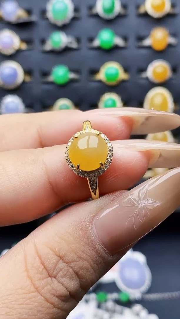 银S925镶嵌戒指翡翠8108