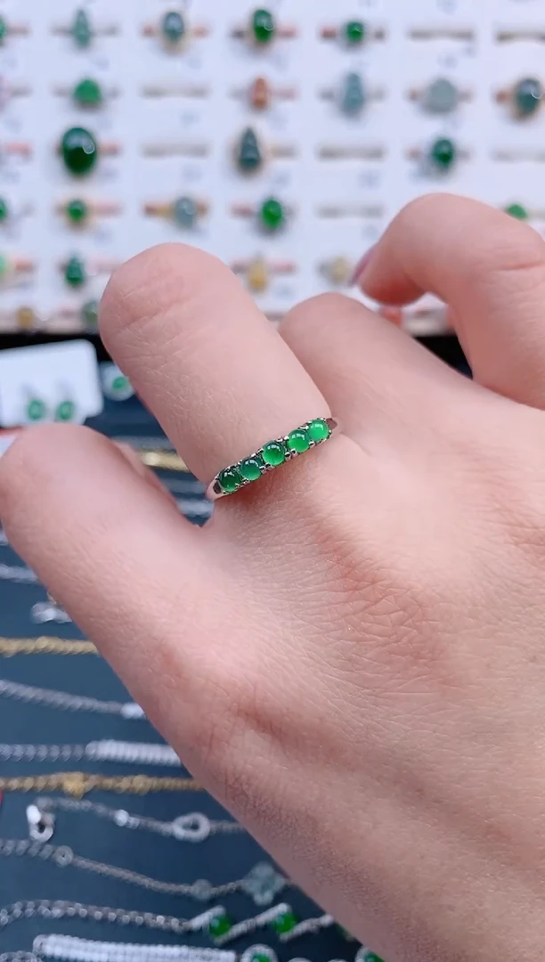 银S925镶嵌戒指翡翠天然翡翠