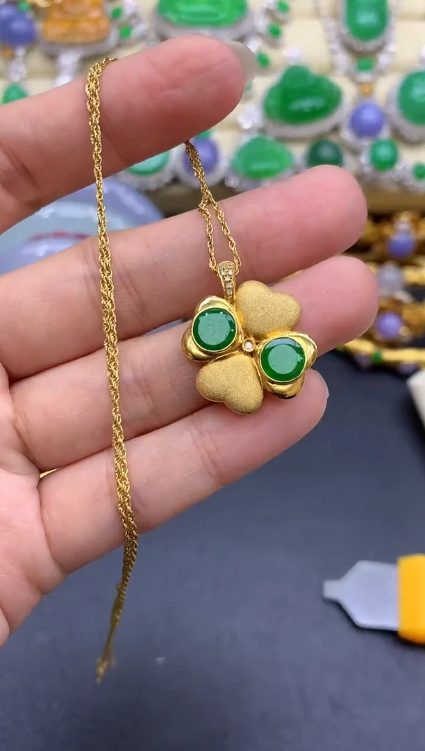 颈饰18K金镶嵌翡翠463-中国好珍宝