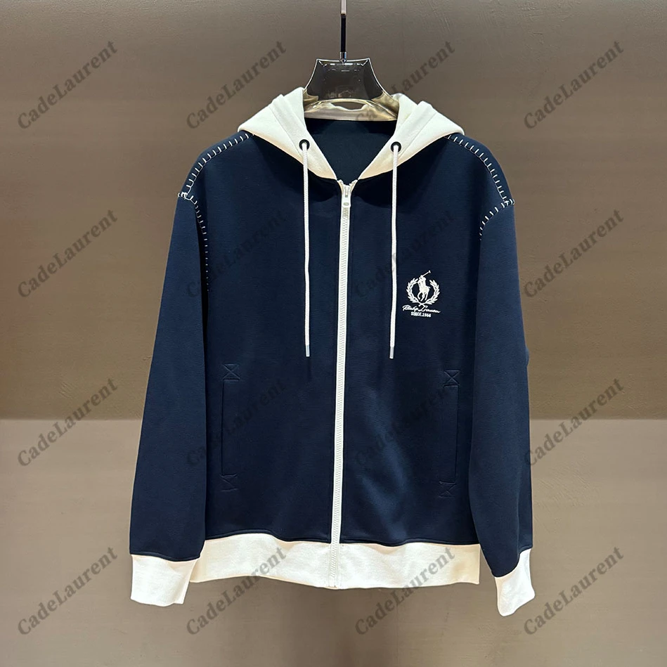 |秋季特调 蓝白撞色男士新品百搭连帽游艇蓝男女夹克BG-5047