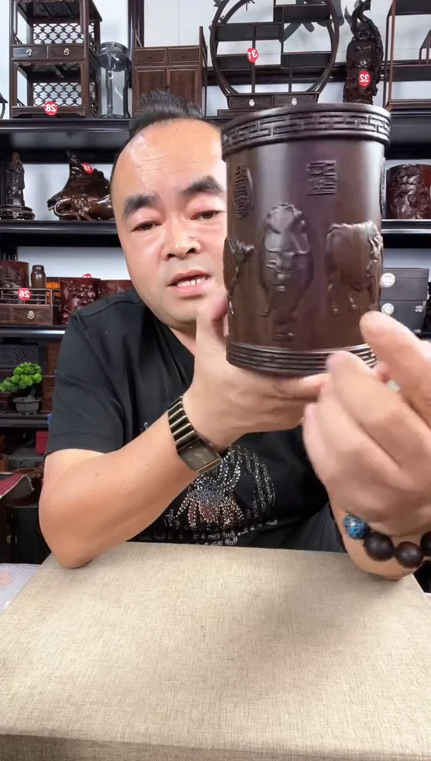 木大牛笔筒老李红木工艺品