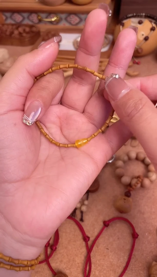 手串桃核竹节手串一物一拍单圈加黄葫芦