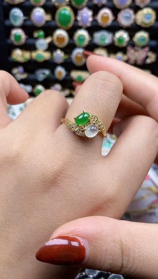 银S925镶嵌戒指翡翠6004