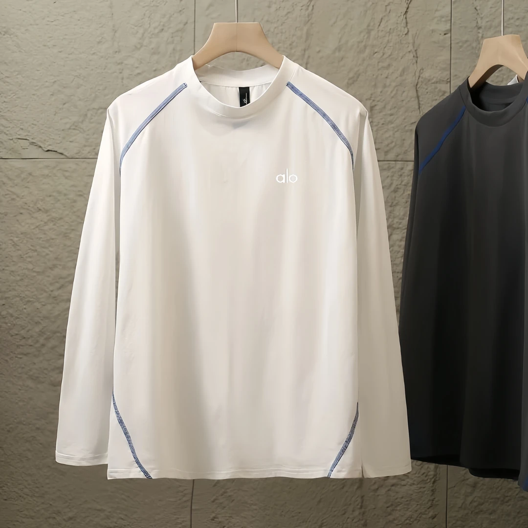 Alo 户外长袖宽松型基础大众情侣薄款T恤休闲训练秋季慵懒风
