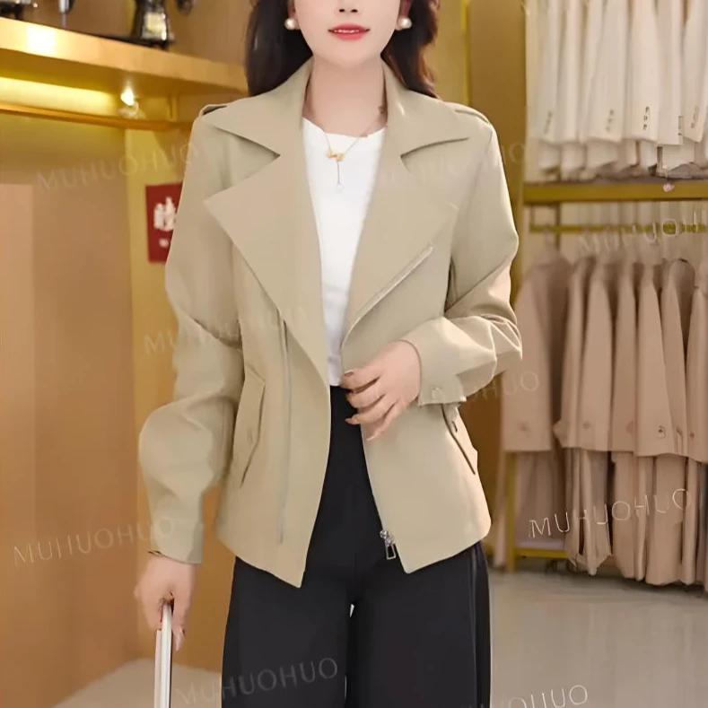 【睦火火】新款时尚短款春秋气质百搭夹克小个子休闲显瘦外套上衣