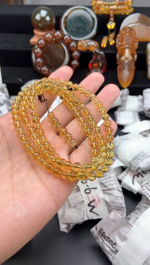 未镶嵌琥珀手链蓝珀108项链