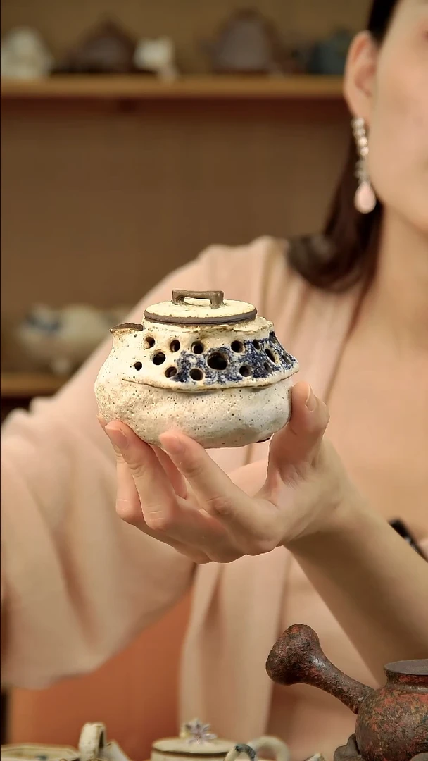 言野手作 粉引花边双层宝瓶