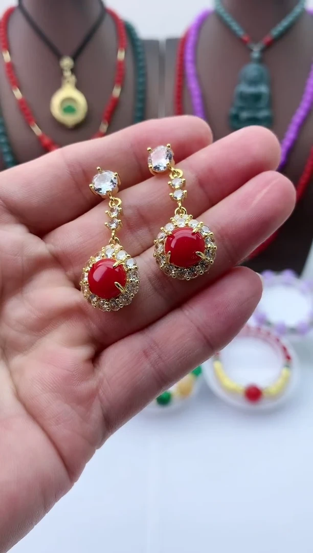 【闪购商品】翡翠耳饰14K金镶嵌R62耳钉