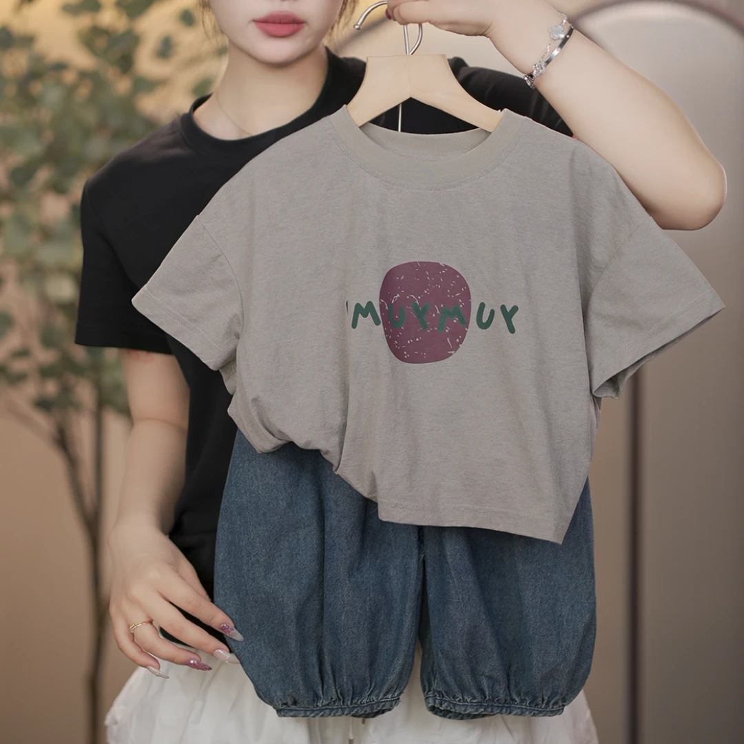 【现货断码不加】2025男童夏季时尚百搭洋气休闲运动牛仔拼接套装