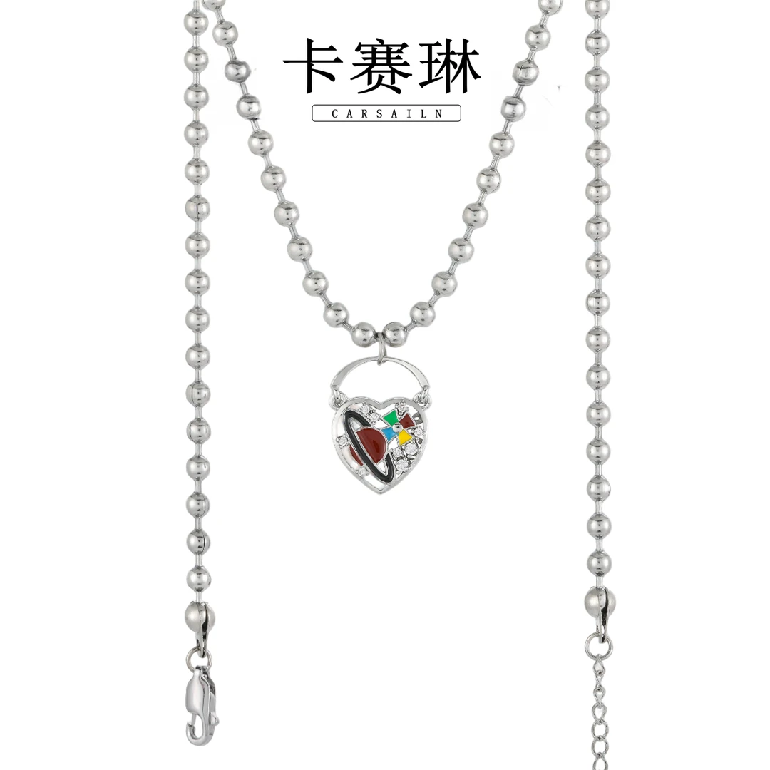 卡赛琳carsailn/ 镀K金  CNC精工 星球轻奢时尚多彩项链 0870