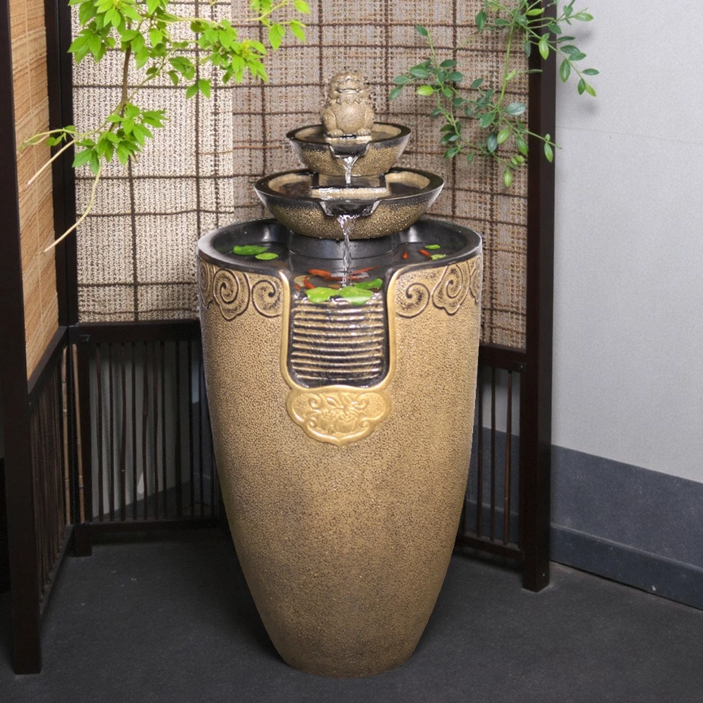 新中式流水摆件循环水阳台喷泉落地客厅玄关招财鱼缸乔迁新居礼品