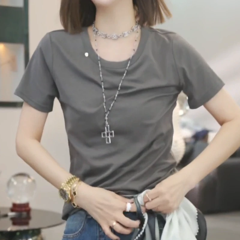 【椒红缀野】2025早秋新款休闲时尚百搭设计师上衣T恤LK2505397