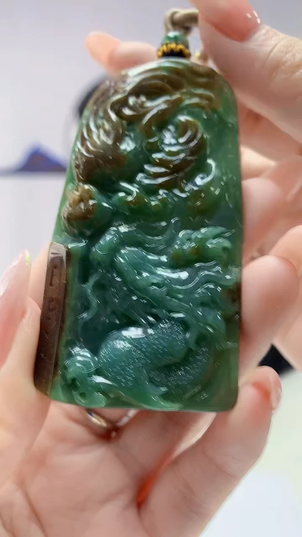 【闪购商品】定制翡翠未镶嵌4917DD-毛货挂件龙凤44