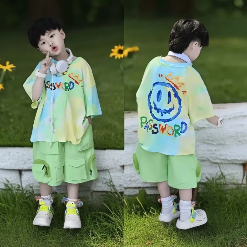 男童夏套装森系2025新款痞帅中小童夏装短袖炸街儿童夏季宝宝爆款