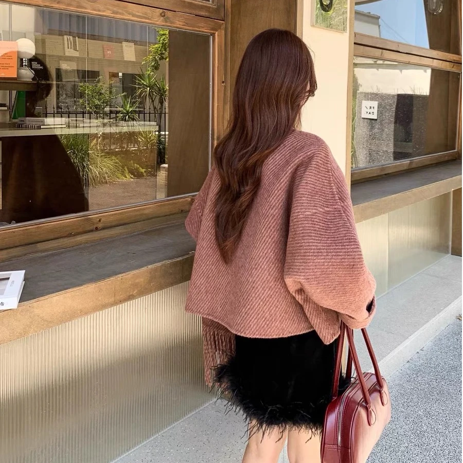 【年中大促】短款一粒扣斜纹围巾春季女款外套