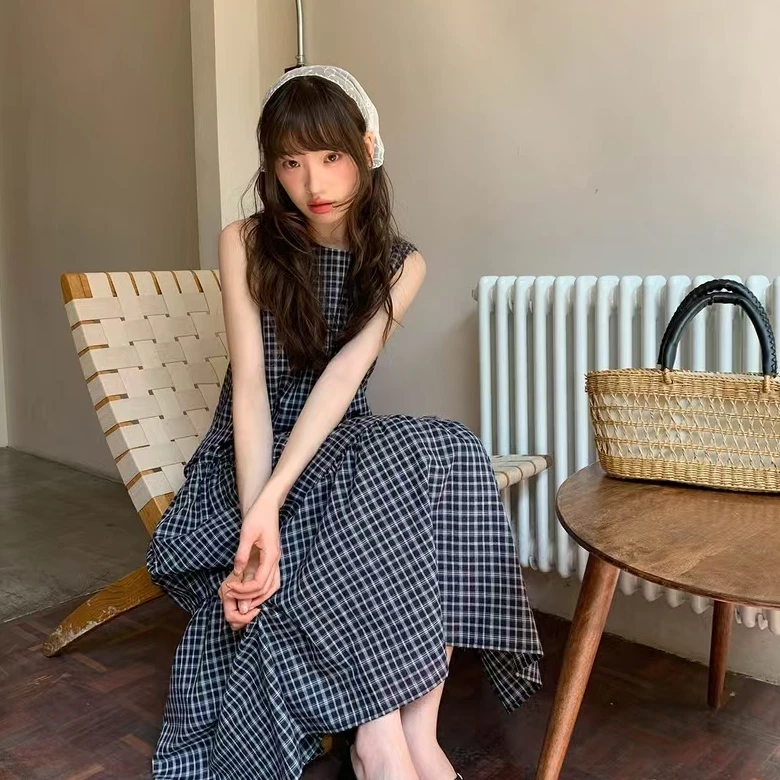 韩货-【慵懒午后】初夏简约复古慵懒法式收腰裙子连衣裙/3156