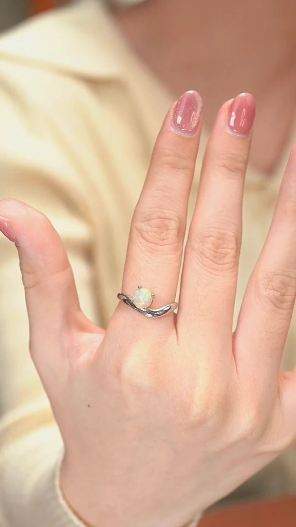 银S925镶嵌欧泊戒指DX91010