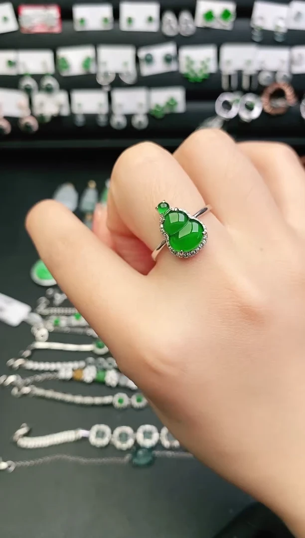 银S925镶嵌戒指翡翠0