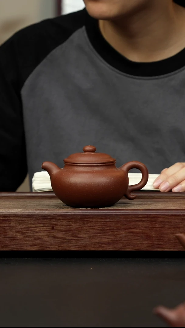 紫砂茶壶红降坡 大仿古