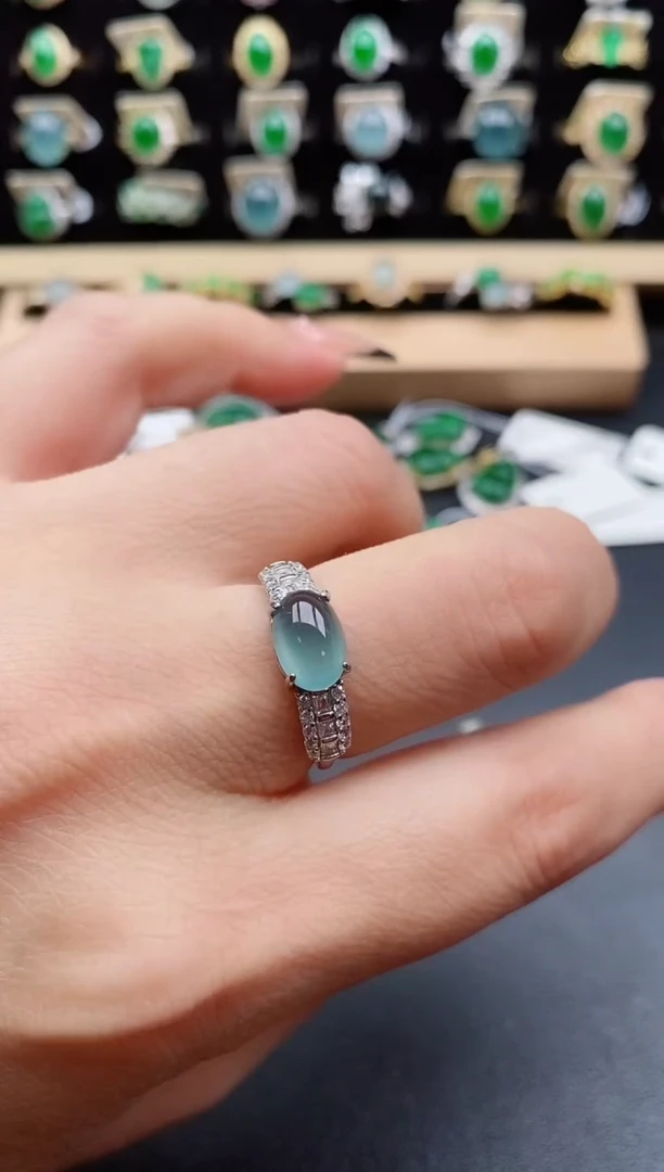 银S925镶嵌戒指翡翠1