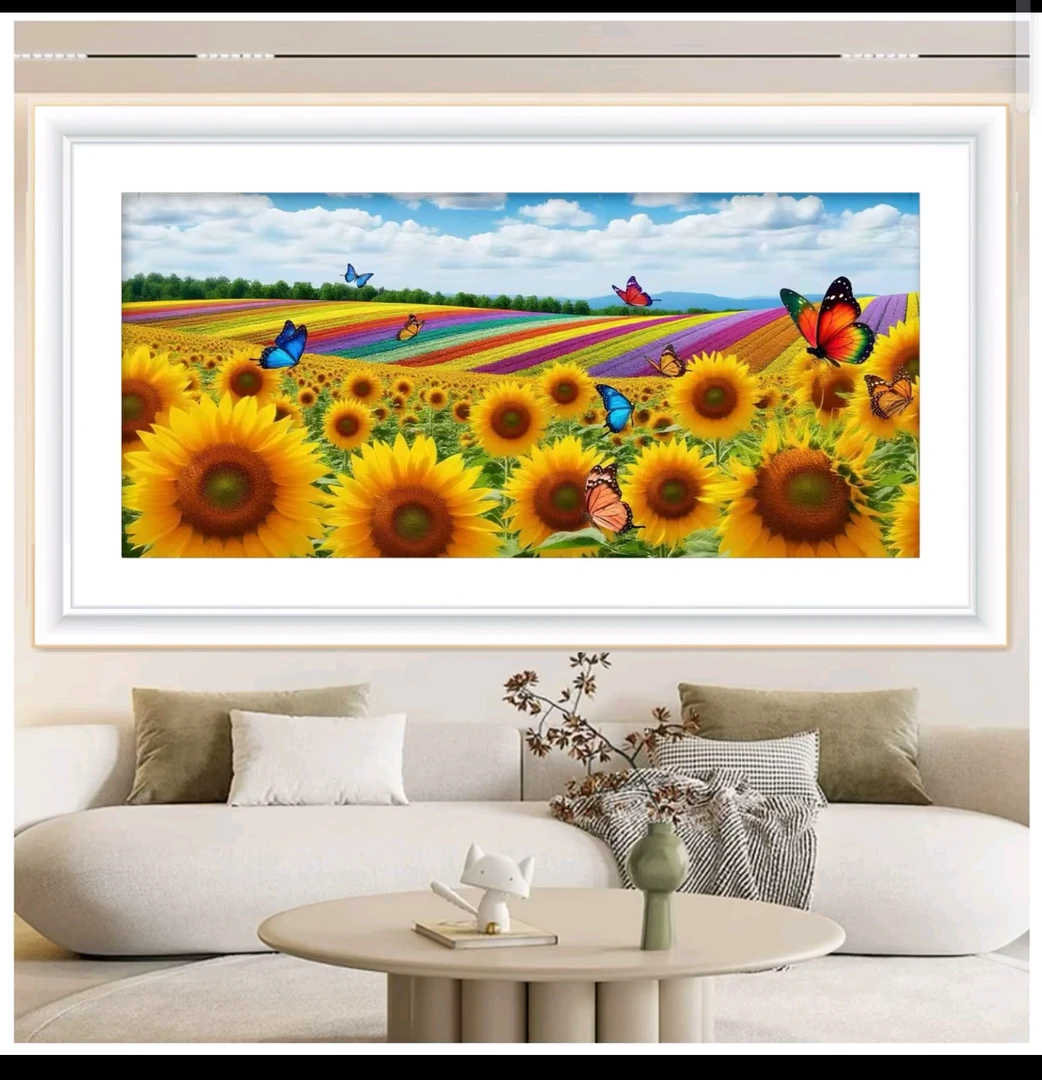 四股线绣】向阳花海 大格180x90 满绣无勾边十字绣套件