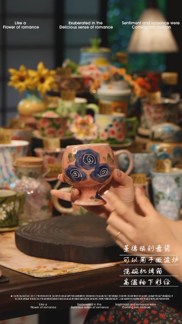 陶瓷景德镇高温釉下彩绘设计师款式