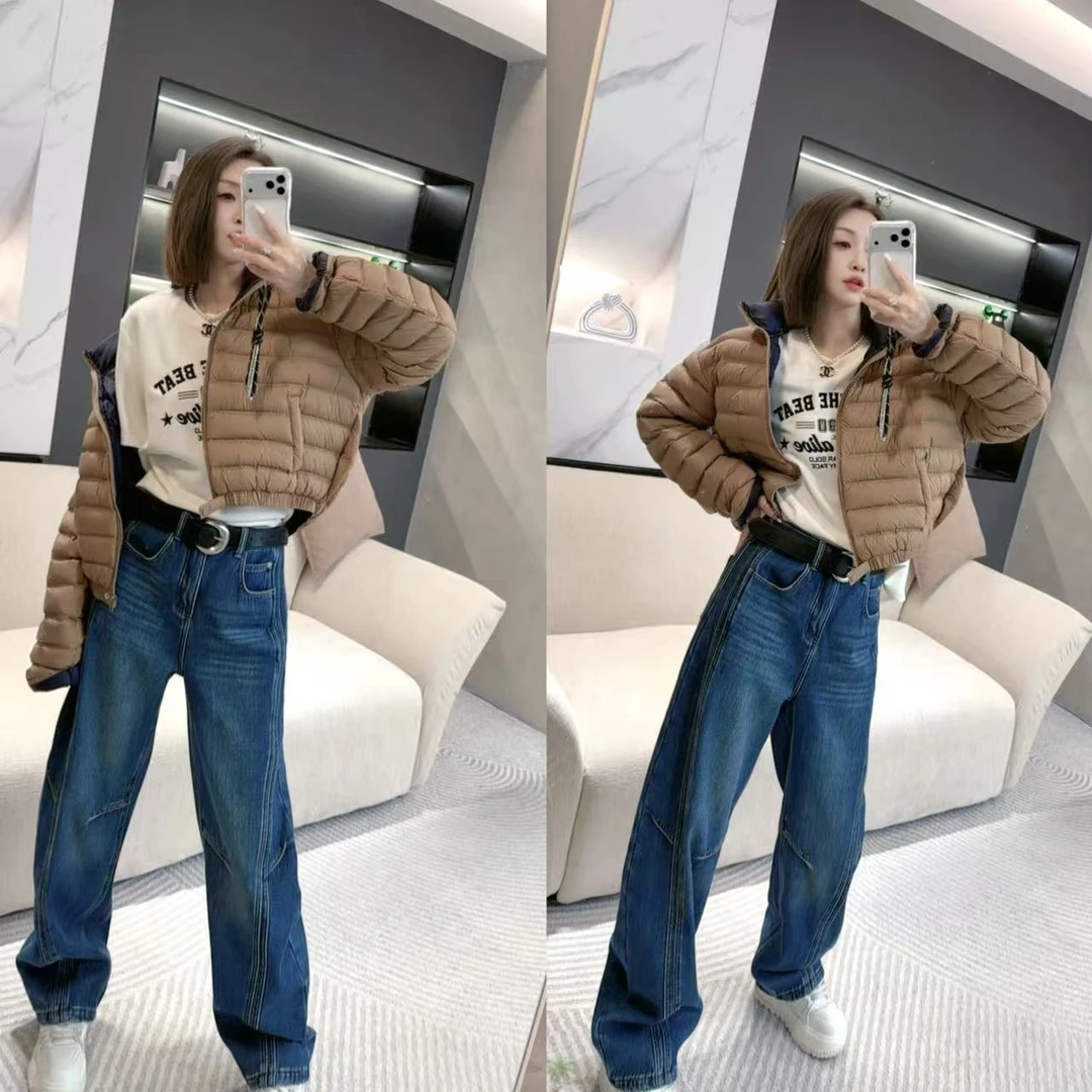 熙薇【​型走线廓】2025冬季新款设计师裤型超帅加绒线条牛仔裤H6287