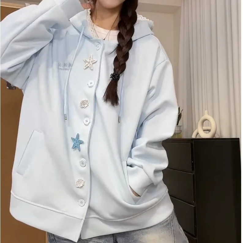 中大童10-18岁学生开衫秋季春秋季连帽学院风女慵懒卫衣上衣外套