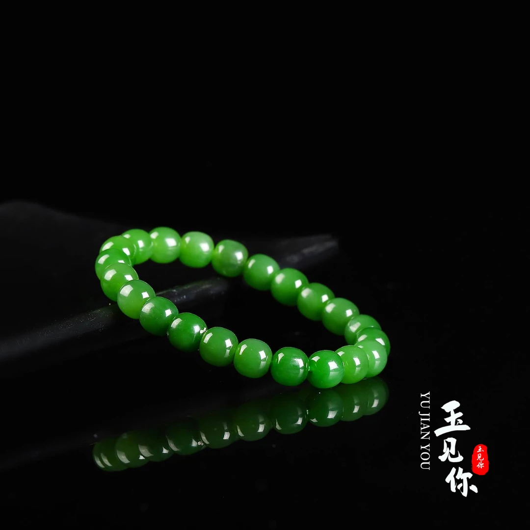 绿竹-璇 和田玉碧玉*卡9手串*未镶嵌