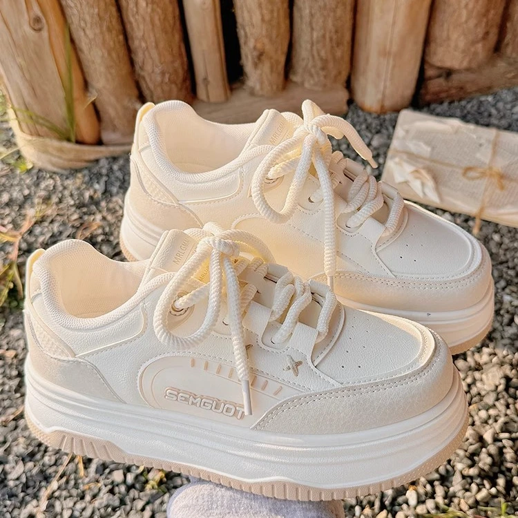 Moleubak2025新款小白鞋女学生厚底增高鞋子百搭运动休闲板鞋