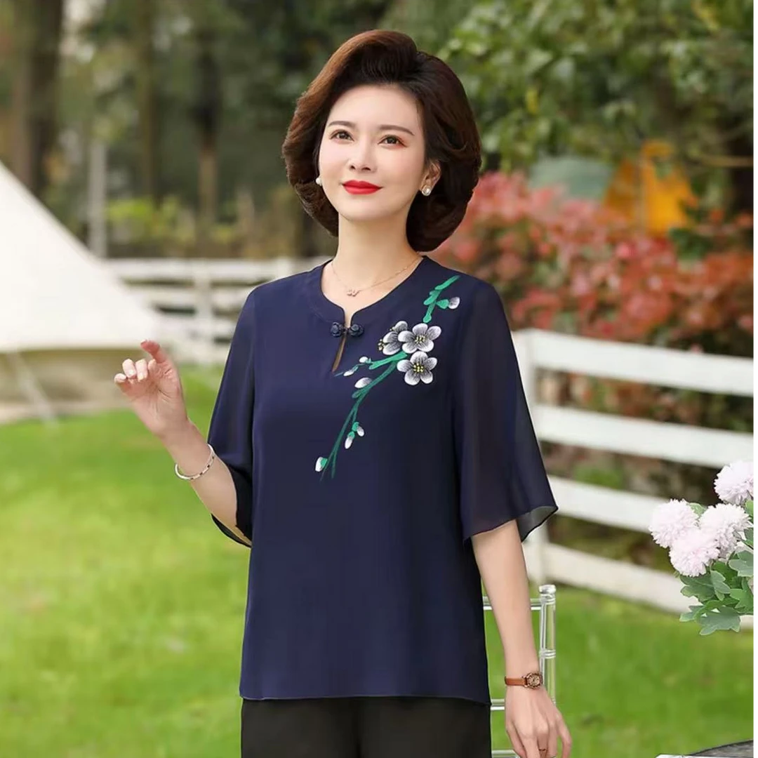 2050-花鸟中老年女装绣花休闲时尚高贵刺绣