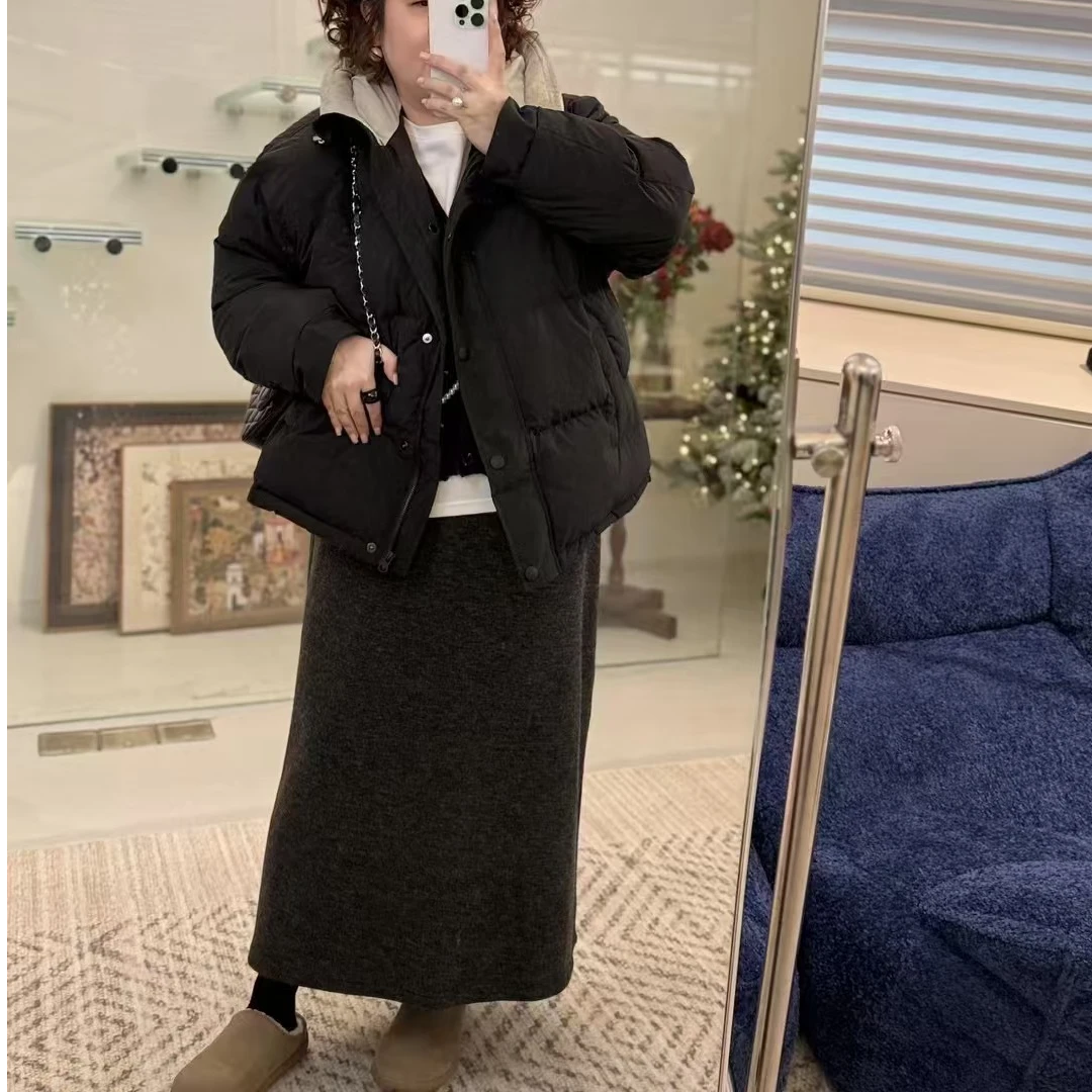 Meet遇见-冬季双色帽短羽绒服