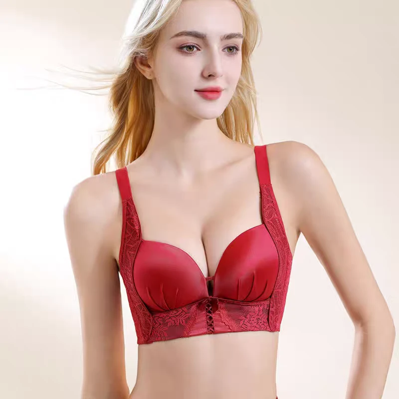 【维多利亚•璀璨王后•桑蚕丝里杯】光感缎面 小胸聚拢调整型内衣857