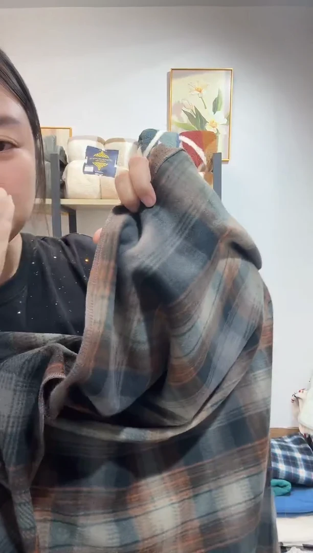 醋酯纤维150*200摇粒绒咖色细格子