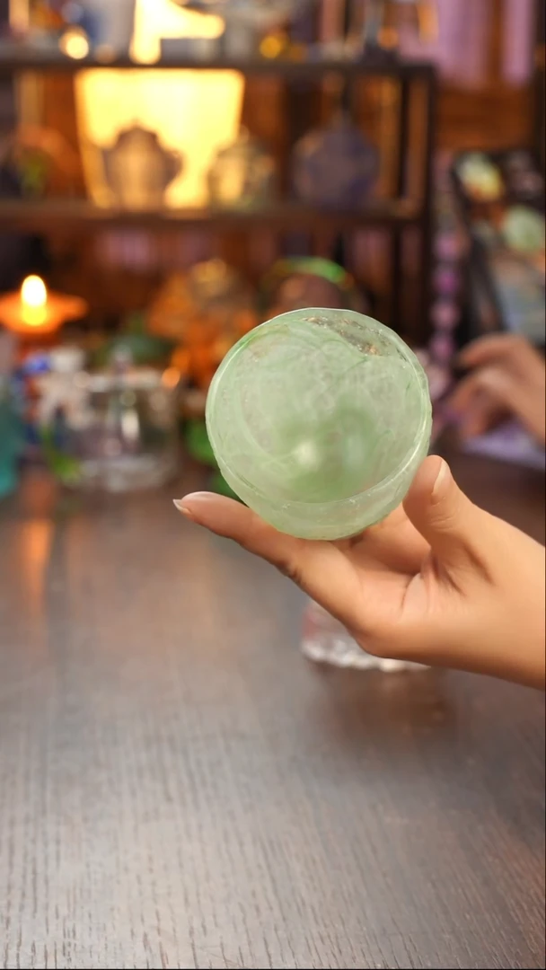 闪购飘彩琉璃素凝茶杯绿色菱纹