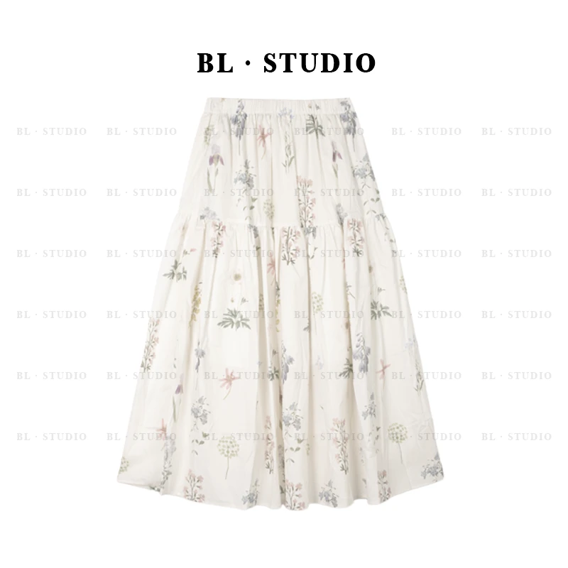 【贝贝】法式甜美清新碎花松紧腰百褶半身裙夏季新款裙子BL-4172