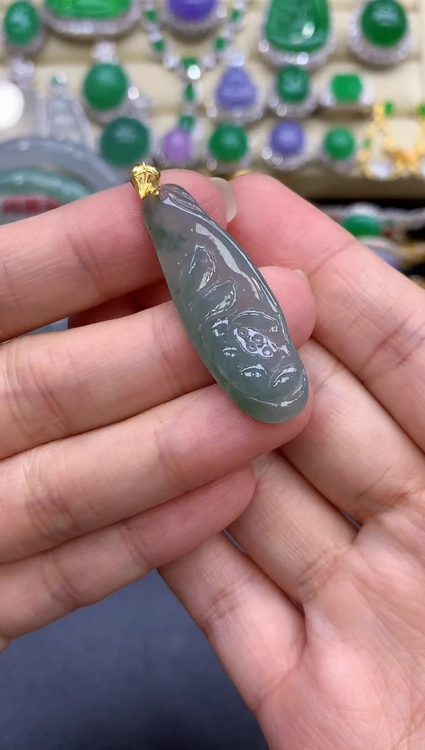 颈饰18K金镶嵌翡翠116-中国好珍宝