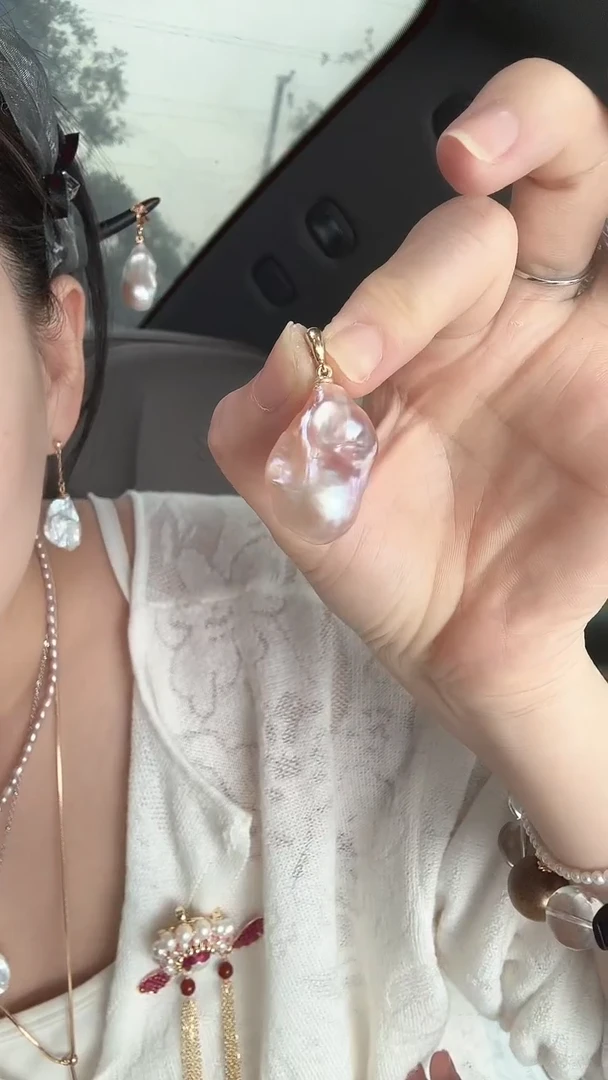 吊坠(不含链)合金淡水珍珠炫彩粉紫色巴洛克万能扣吊坠多样性发1
