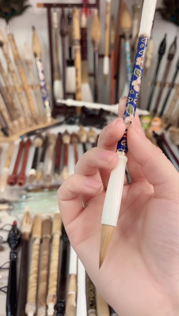 【清水试笔，拒绝蘸墨】墨舞笔庄毛笔1支驼骨景泰蓝
