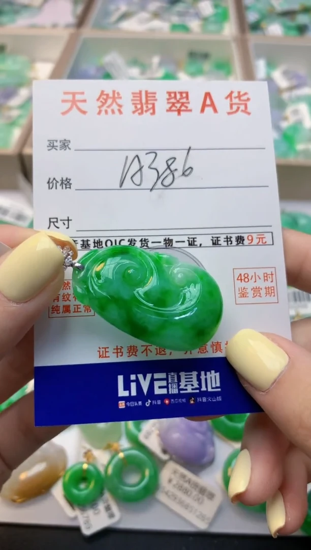 颈饰18K金镶嵌翡翠天然缅甸A货翡翠百元以上9元证书费自理