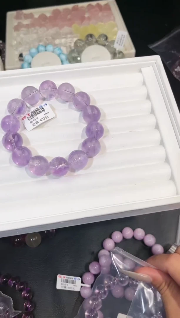 【闪购商品】水晶手链未镶嵌多样性发一紫水15mm