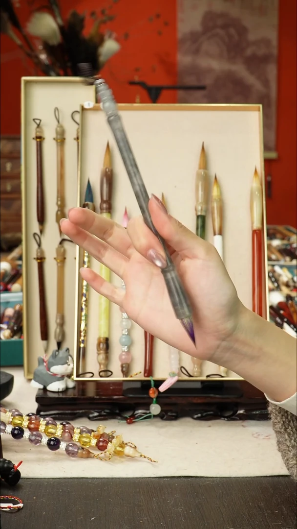 5号孤品高货毛笔链接 清水试笔 蘸墨不退