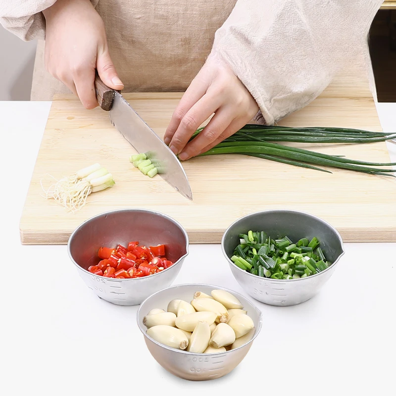 原装进口烘焙打蛋小碗不锈钢备菜碟多功能带刻度量杯厨房用料理碗